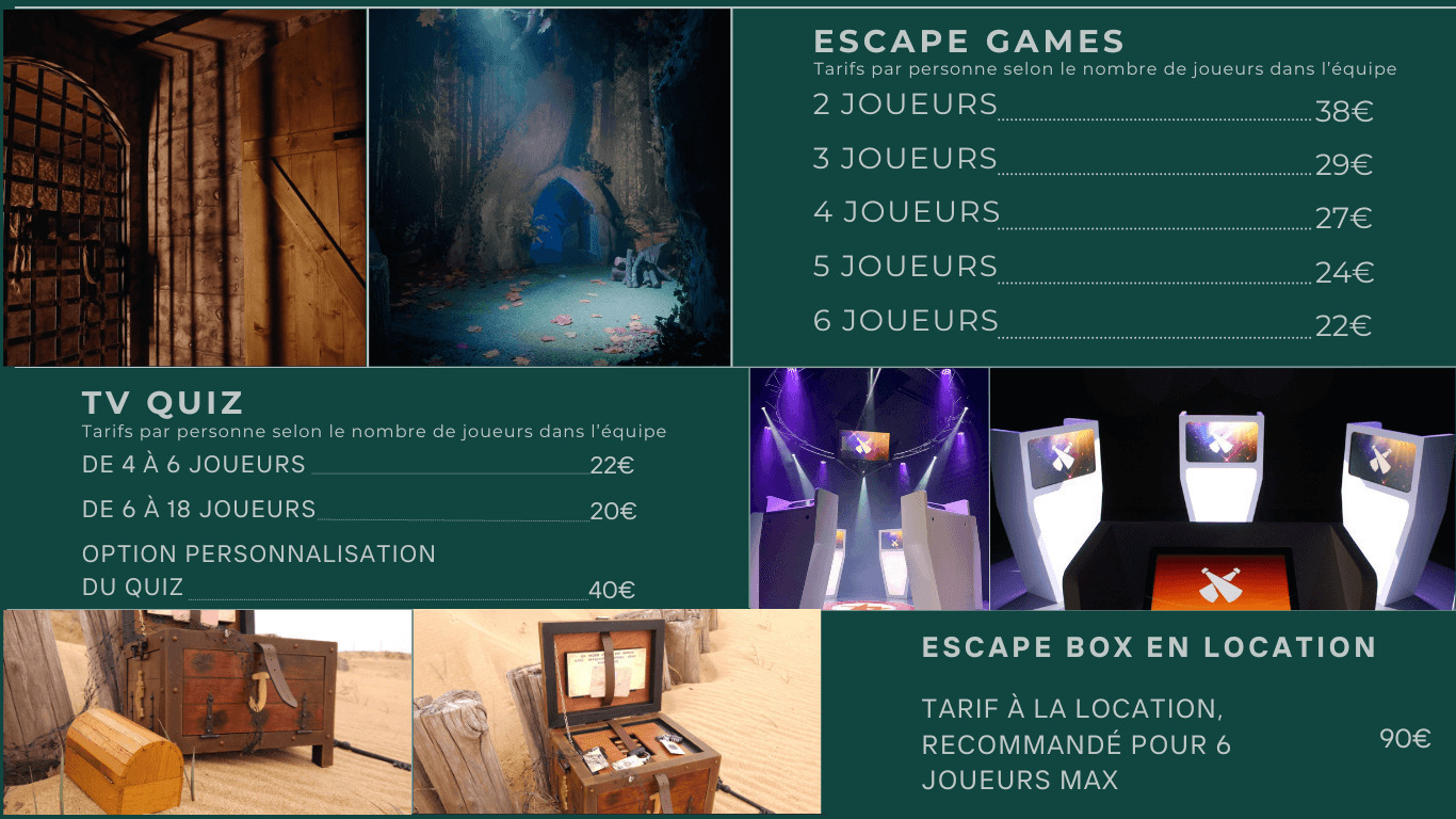 tarifs escape game quiz game